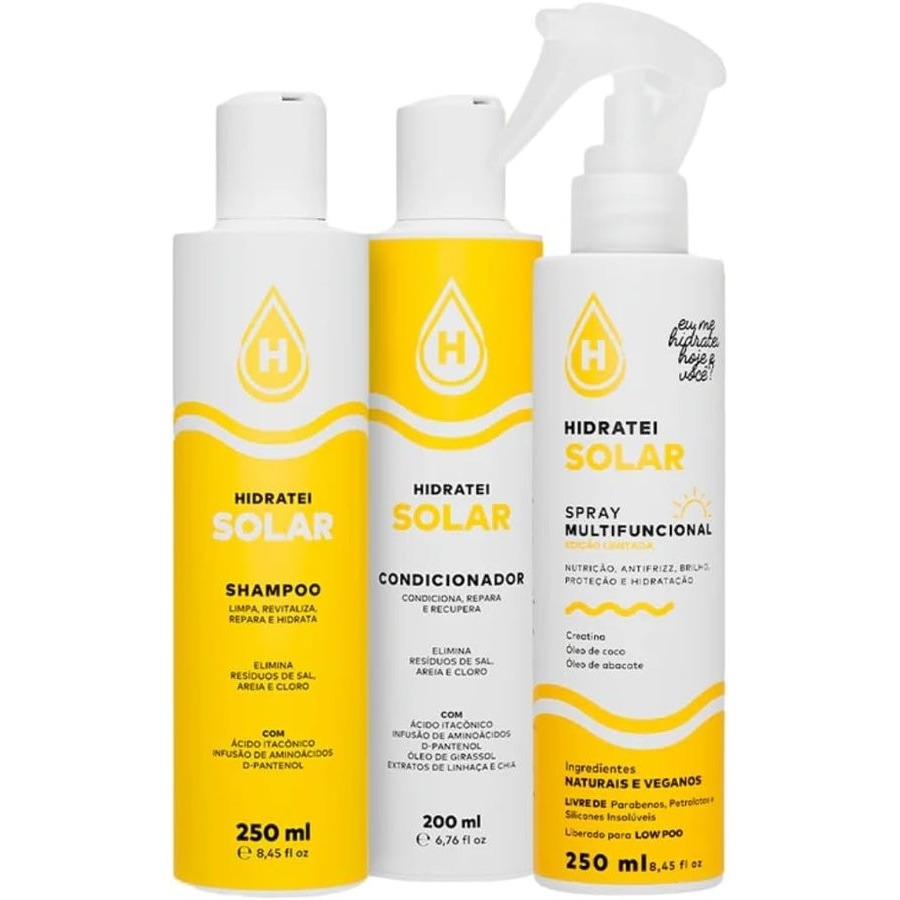 Hidratei H 1 Solar Condicionador 200ML + 1 Solar Shampoo 250ML + 1 Spray Multifuncional Solar 250ML