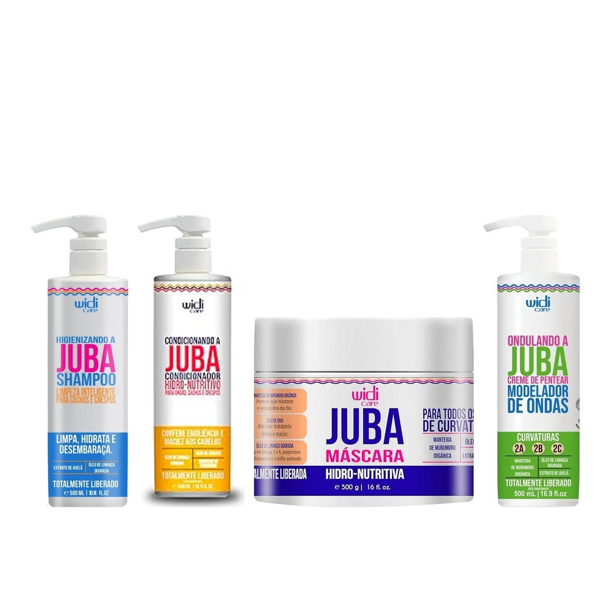 Widi Care Kit Widi Care Juba Ondas - Shampoo + Condicionador + Máscara 500g + Ondulando a Juba