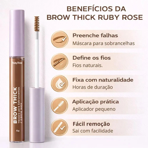 Ruby Rose Ruby Rose Mascara para Sobrancelhas Brow Thick 02 Medium Único