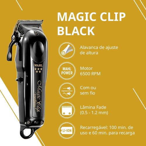 Wahl Wahl Máquina De Cortar Cabelo - Magic Clip Cordless Black - Íons De Lítio Único