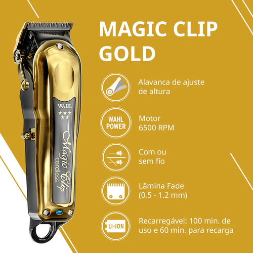 Wahl Wahl Máquina De Cortar Cabelo - Magic Clip Cordless Gold - Íons De Lítio
